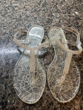 Dizzy Jewel Embellished Jelly Sandals 38 (8) NWOT